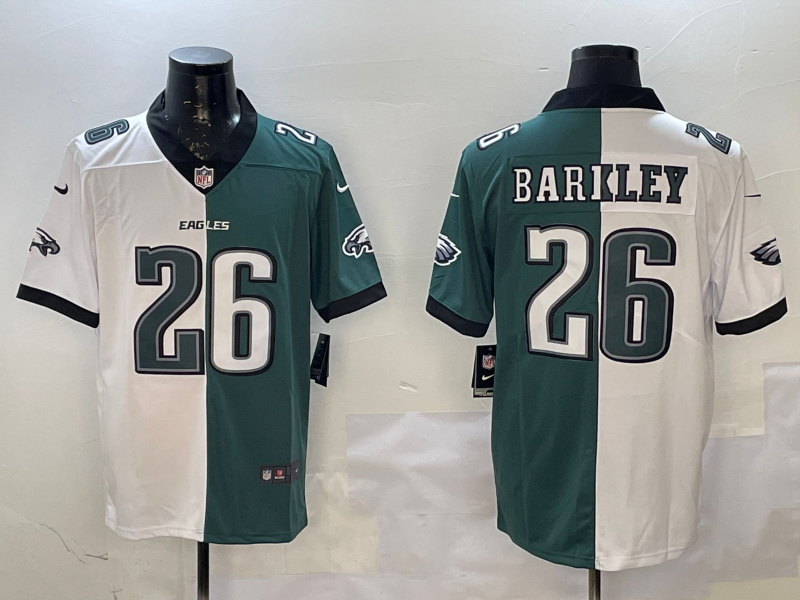 Men's Philadelphia Eagles Saquon Barkley #26 White/Green Jersey